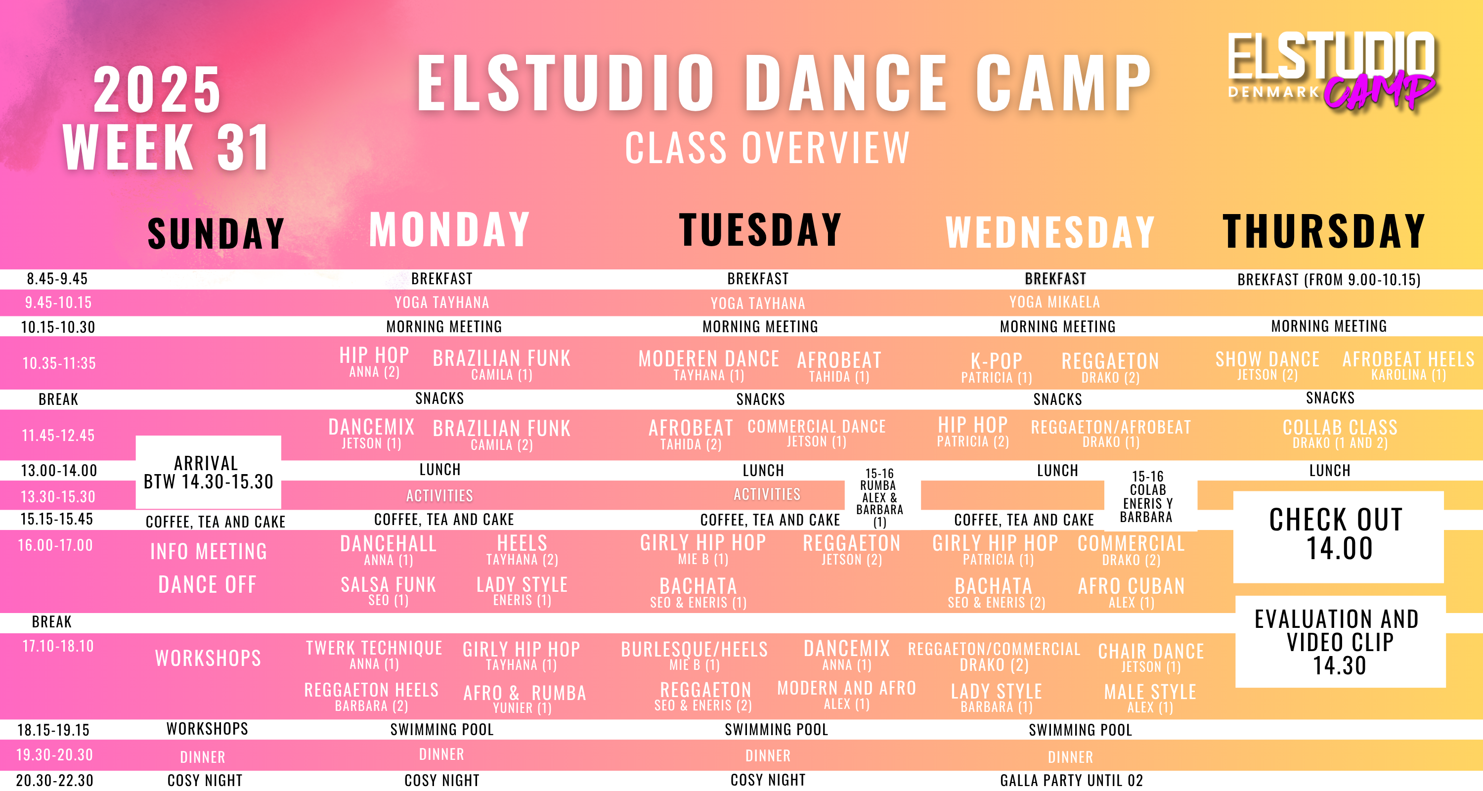 Dance camp program 2025